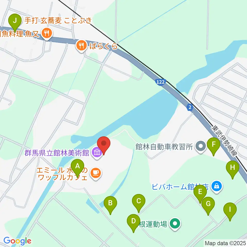 群馬県立館林美術館周辺の駐車場・コインパーキング一覧地図