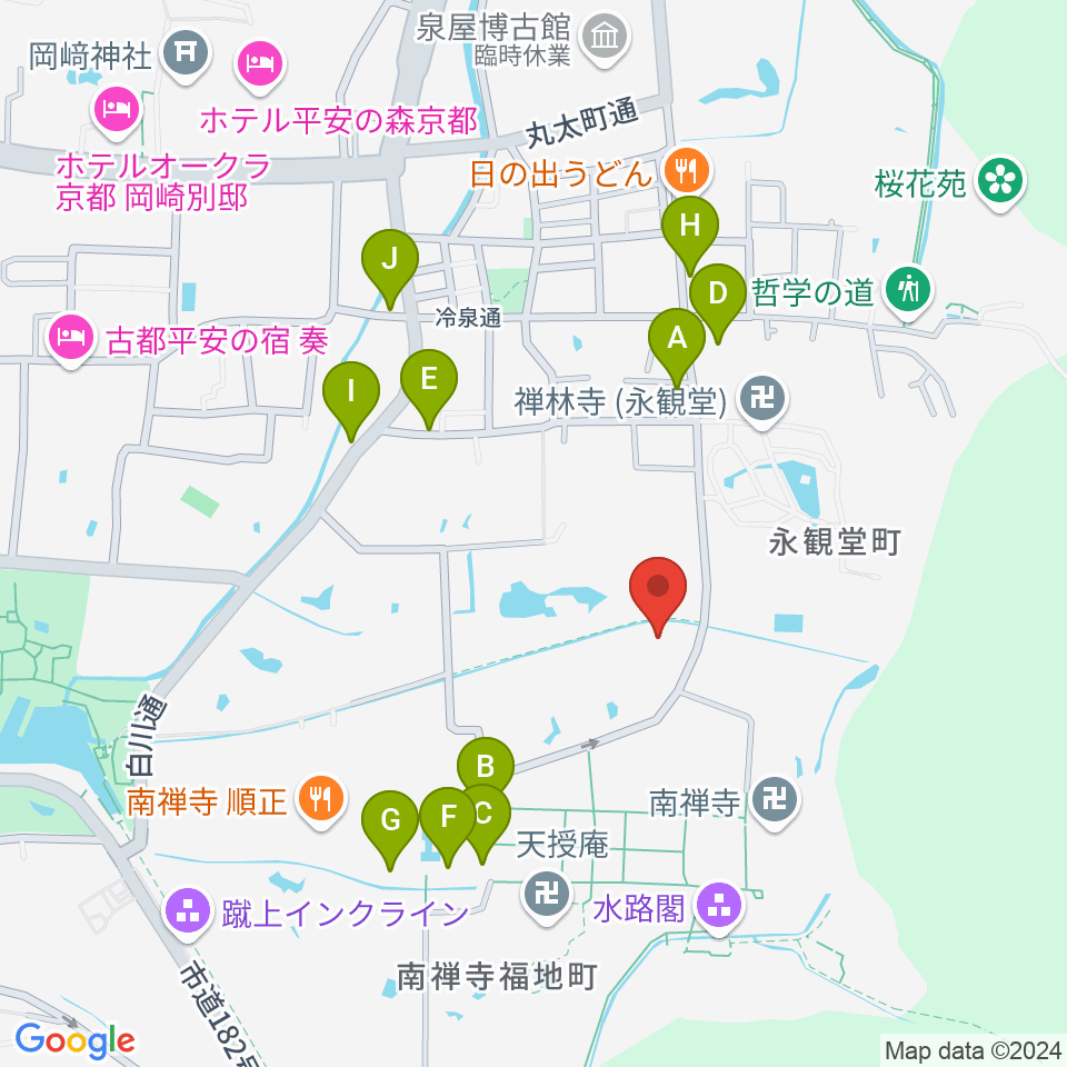 野村美術館周辺の駐車場・コインパーキング一覧地図