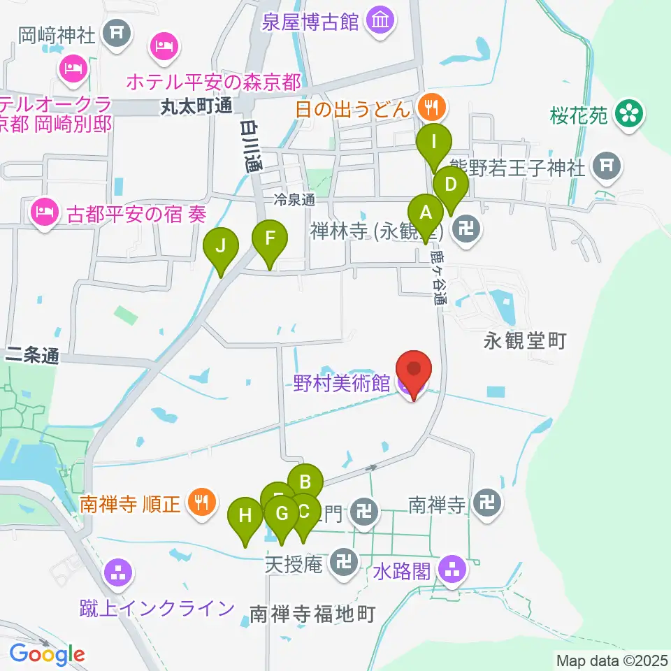 野村美術館周辺の駐車場・コインパーキング一覧地図