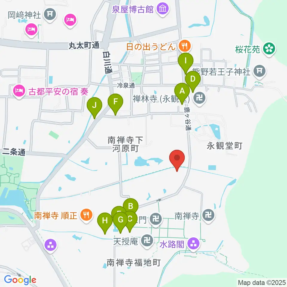 野村美術館周辺の駐車場・コインパーキング一覧地図