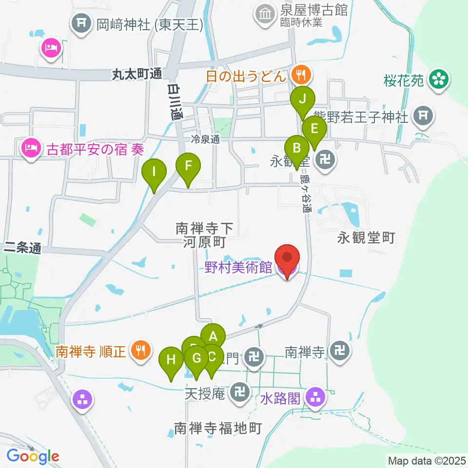 野村美術館周辺の駐車場・コインパーキング一覧地図