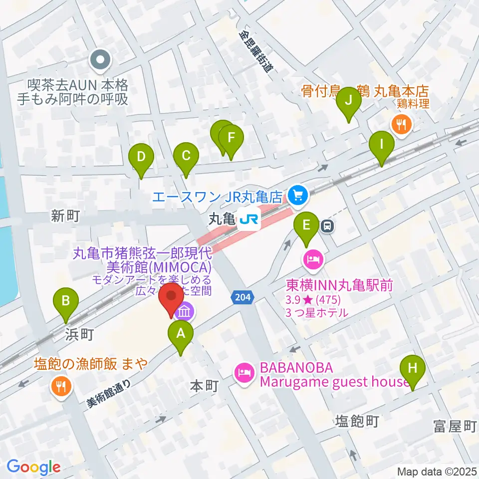 丸亀市猪熊弦一郎現代美術館(MIMOCA)周辺の駐車場・コインパーキング一覧地図