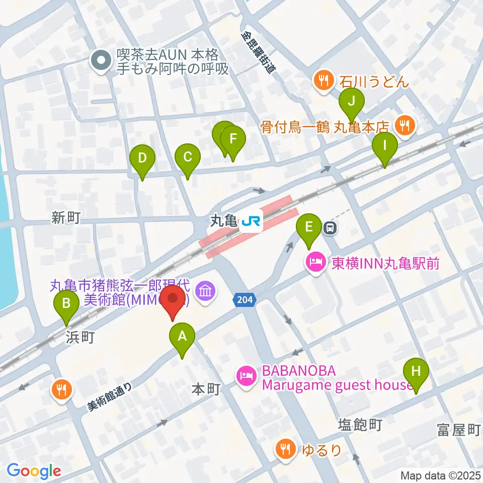 丸亀市猪熊弦一郎現代美術館(MIMOCA)周辺の駐車場・コインパーキング一覧地図