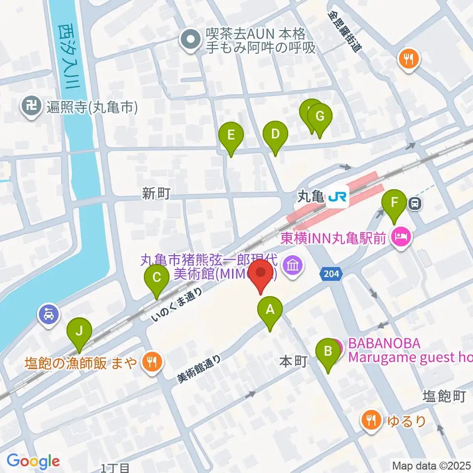 丸亀市猪熊弦一郎現代美術館（MIMOCA）周辺の駐車場・コインパーキング一覧地図