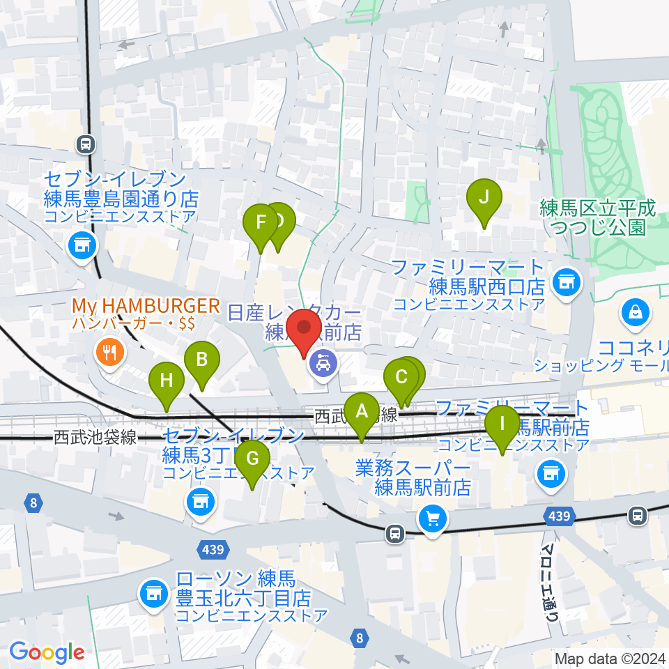 スタジオクレフ周辺の駐車場・コインパーキング一覧地図