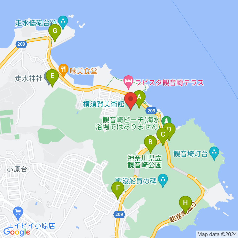 横須賀美術館周辺の駐車場・コインパーキング一覧地図