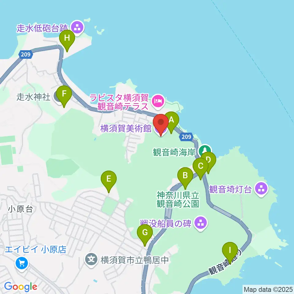 横須賀美術館周辺の駐車場・コインパーキング一覧地図
