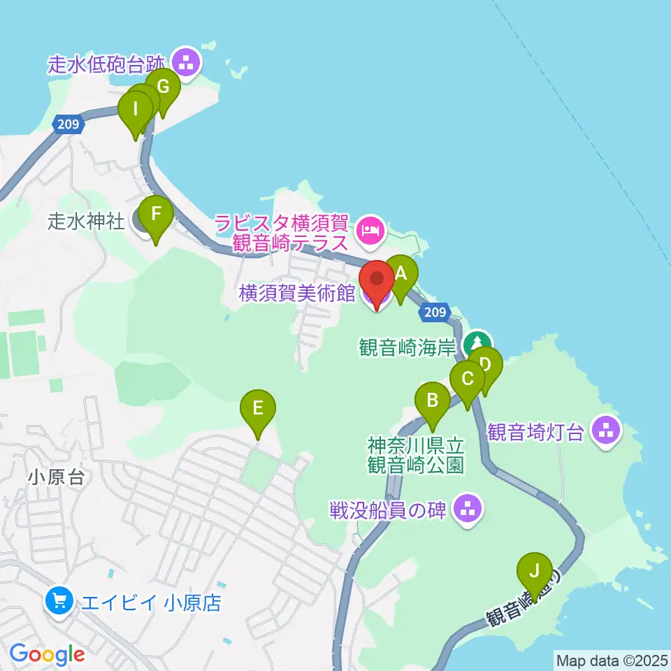横須賀美術館周辺の駐車場・コインパーキング一覧地図