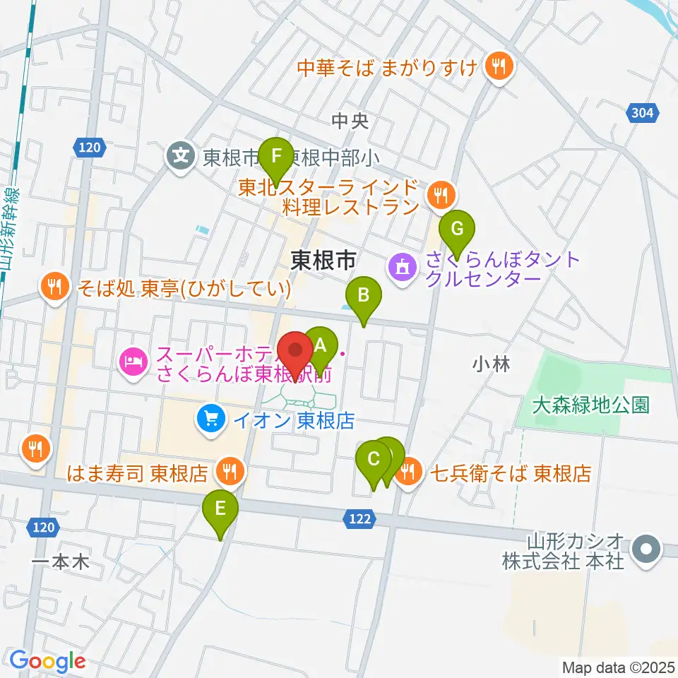 東根市美術館 まなびあテラス周辺の駐車場・コインパーキング一覧地図