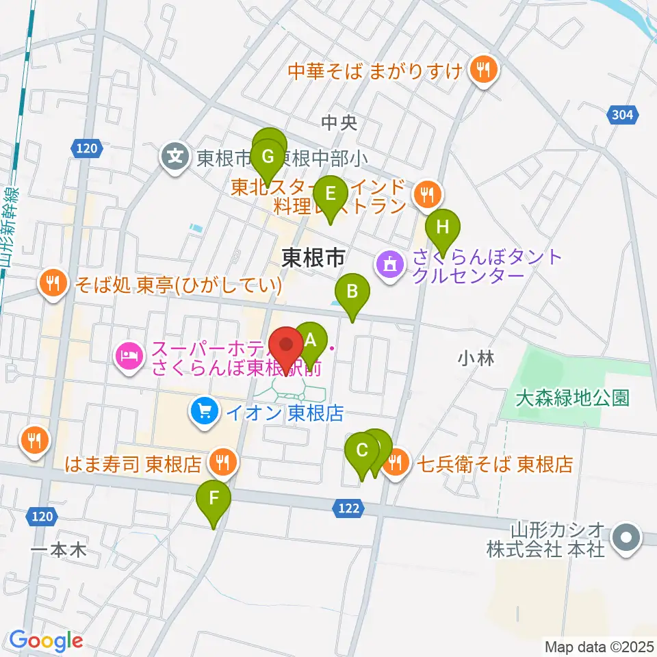 東根市美術館 まなびあテラス周辺の駐車場・コインパーキング一覧地図