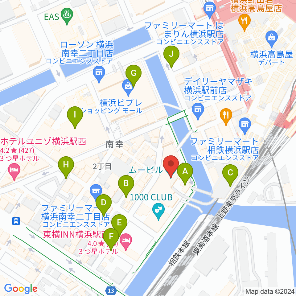 ヨコハマミントホール周辺の駐車場・コインパーキング一覧地図