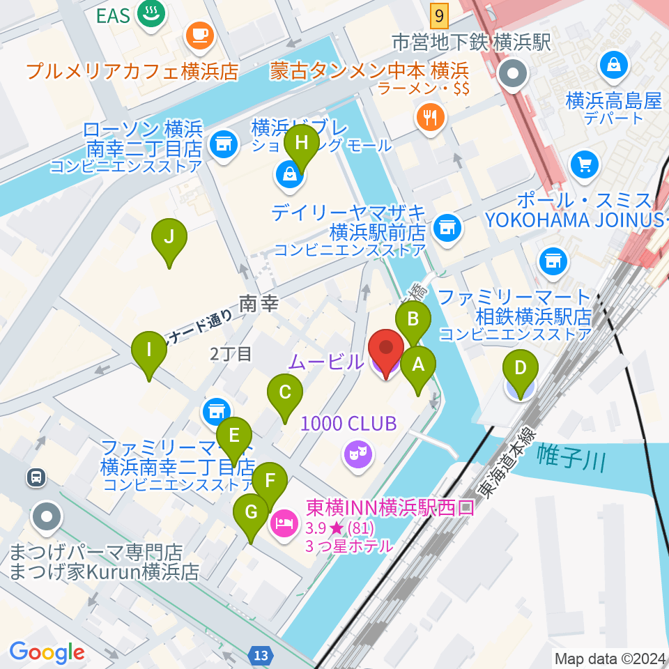 ヨコハマミントホール周辺の駐車場・コインパーキング一覧地図