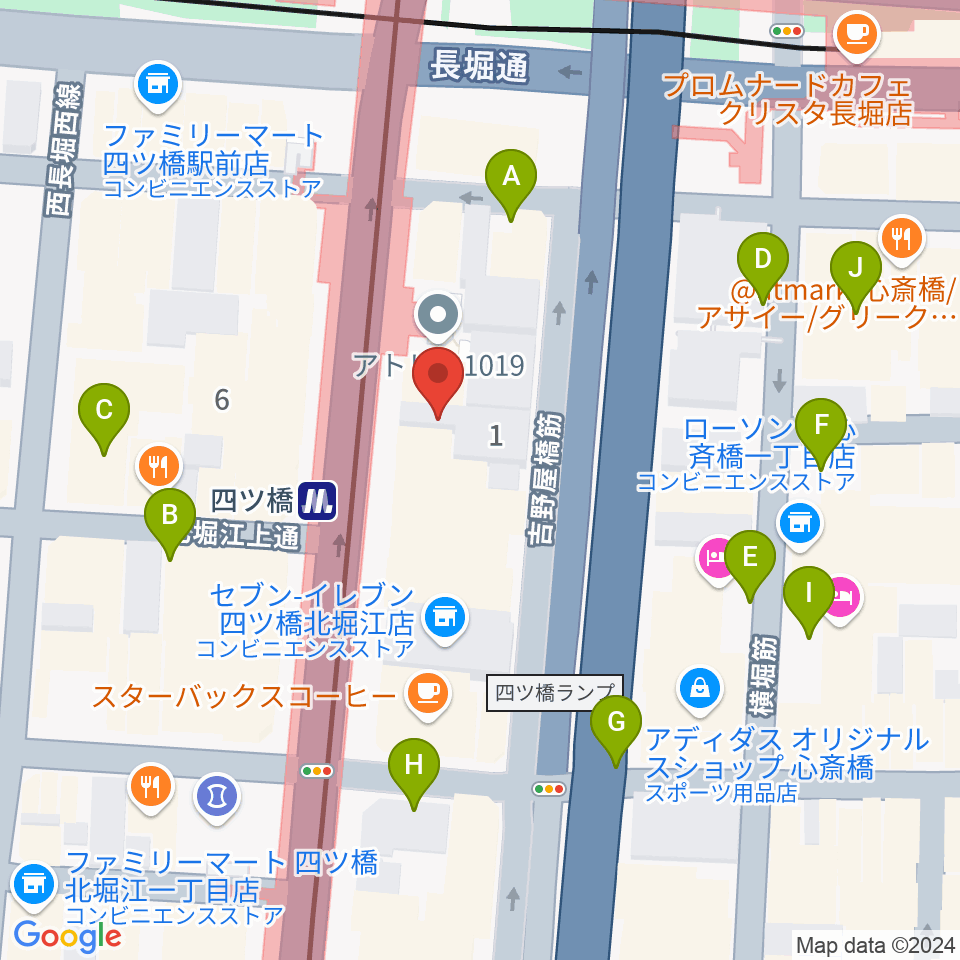 四ツ橋LMスタジオ周辺の駐車場・コインパーキング一覧地図