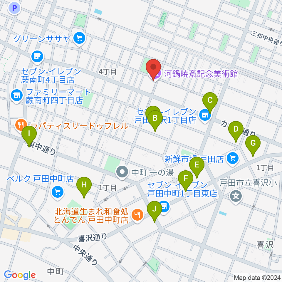 河鍋暁斎記念美術館周辺の駐車場・コインパーキング一覧地図