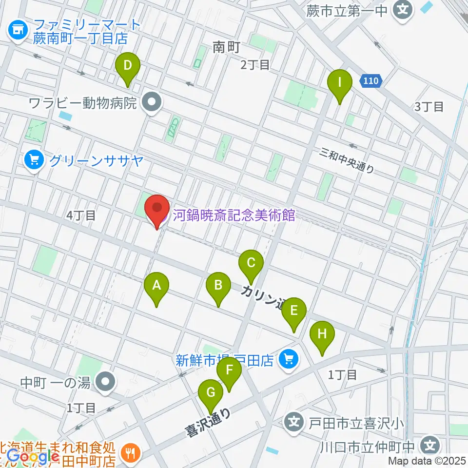 河鍋暁斎記念美術館周辺の駐車場・コインパーキング一覧地図
