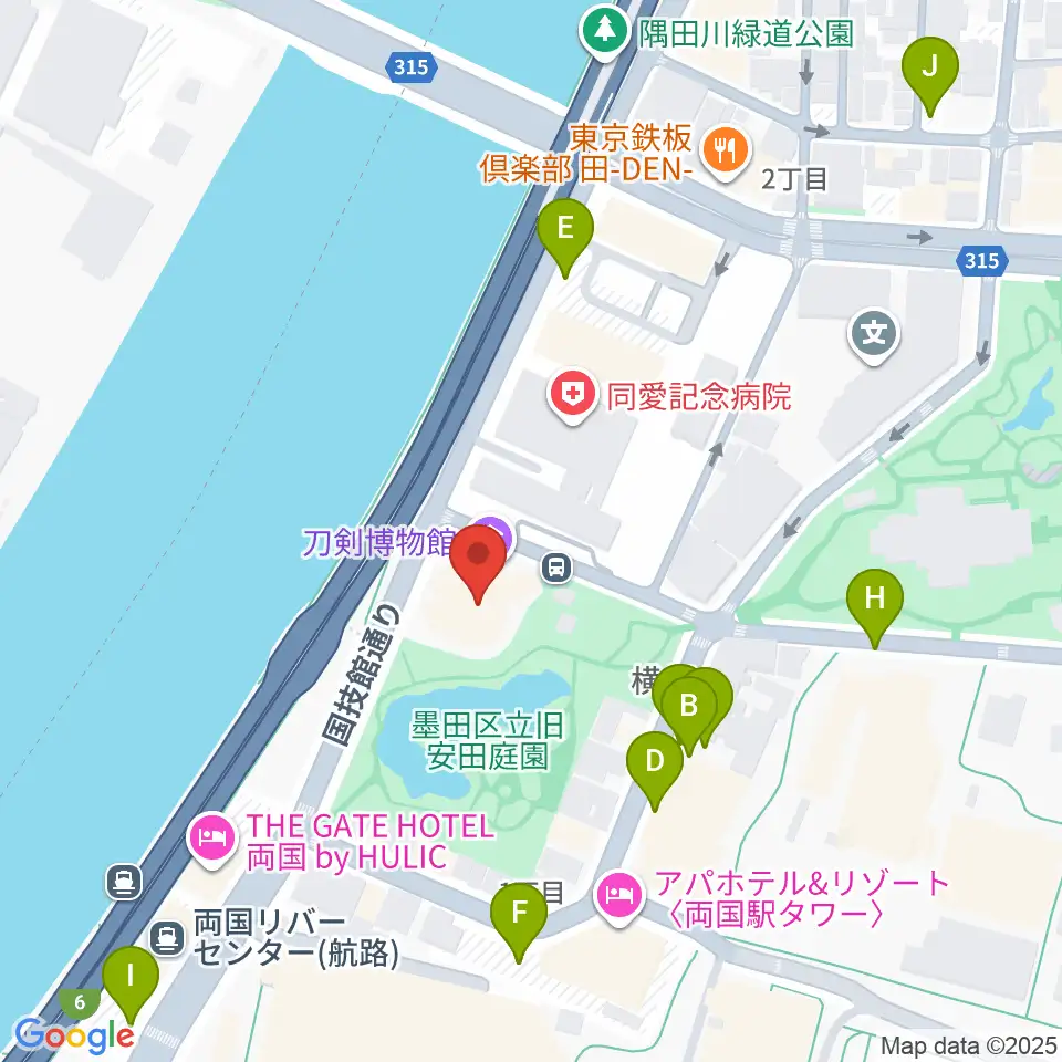 刀剣博物館周辺の駐車場・コインパーキング一覧地図
