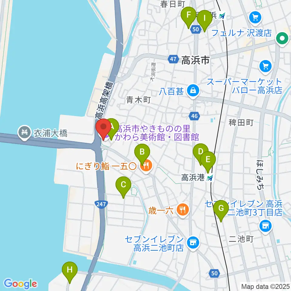 高浜市やきものの里かわら美術館周辺の駐車場・コインパーキング一覧地図
