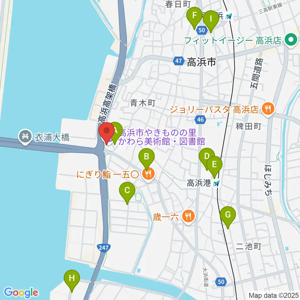 高浜市やきものの里かわら美術館周辺の駐車場・コインパーキング一覧地図