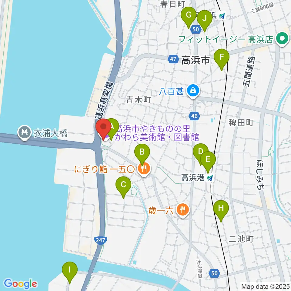 高浜市やきものの里かわら美術館周辺の駐車場・コインパーキング一覧地図