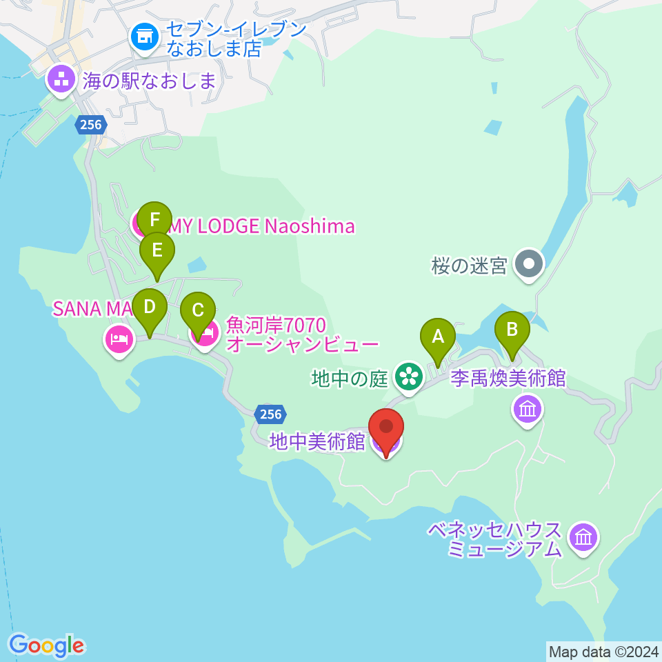 直島・地中美術館周辺の駐車場・コインパーキング一覧地図