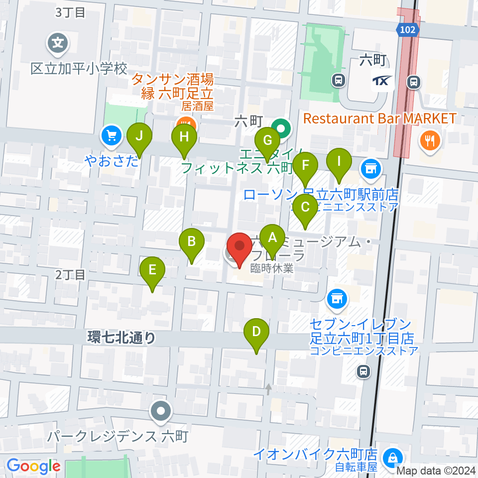 六町ミュージアムフローラ周辺の駐車場・コインパーキング一覧地図