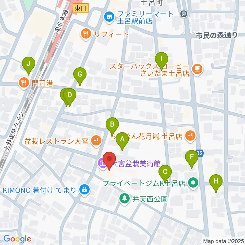 さいたま市大宮盆栽美術館周辺の駐車場・コインパーキング一覧地図
