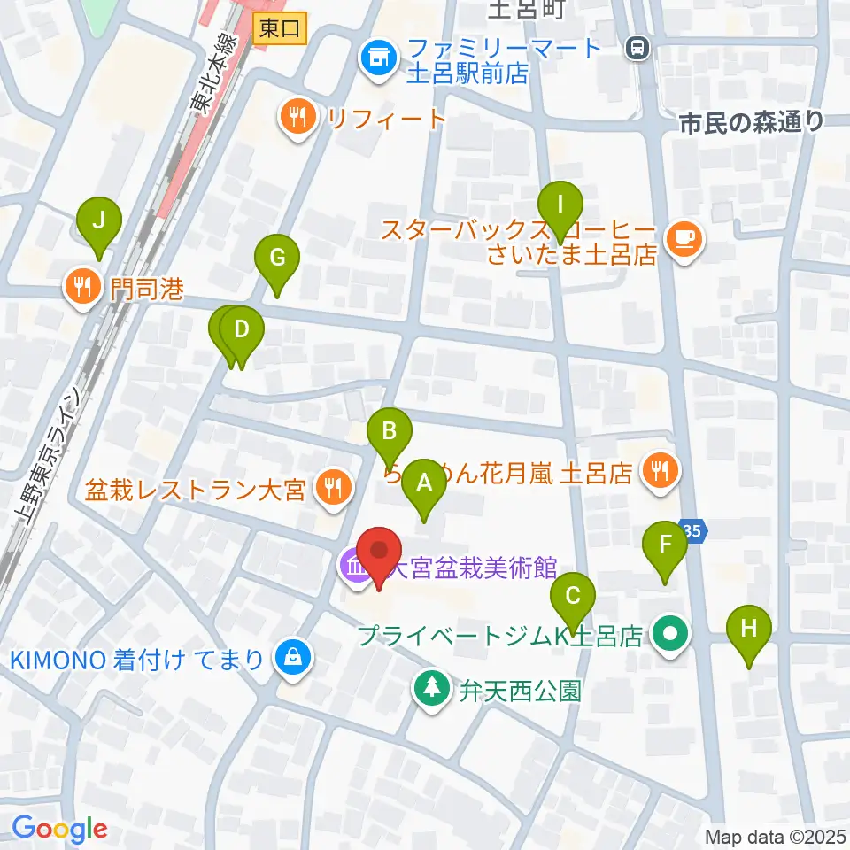 さいたま市大宮盆栽美術館周辺の駐車場・コインパーキング一覧地図