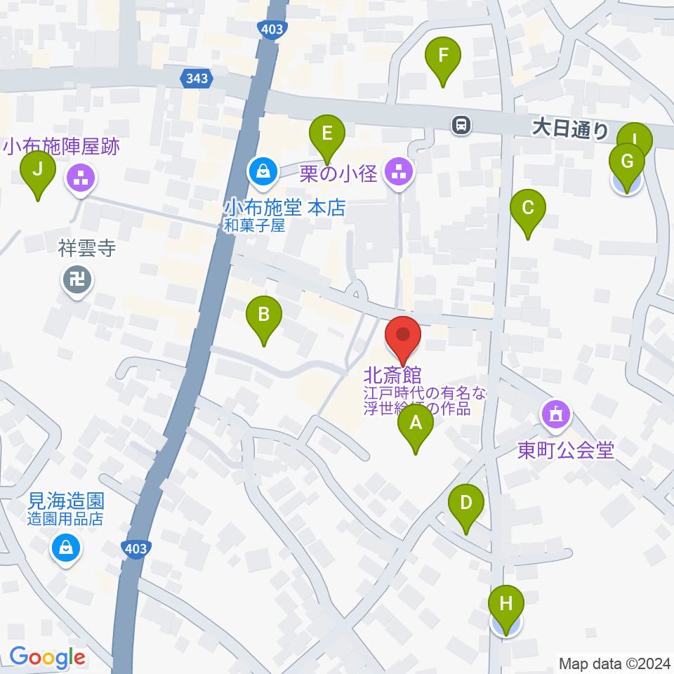 信州小布施北斎館周辺の駐車場・コインパーキング一覧地図