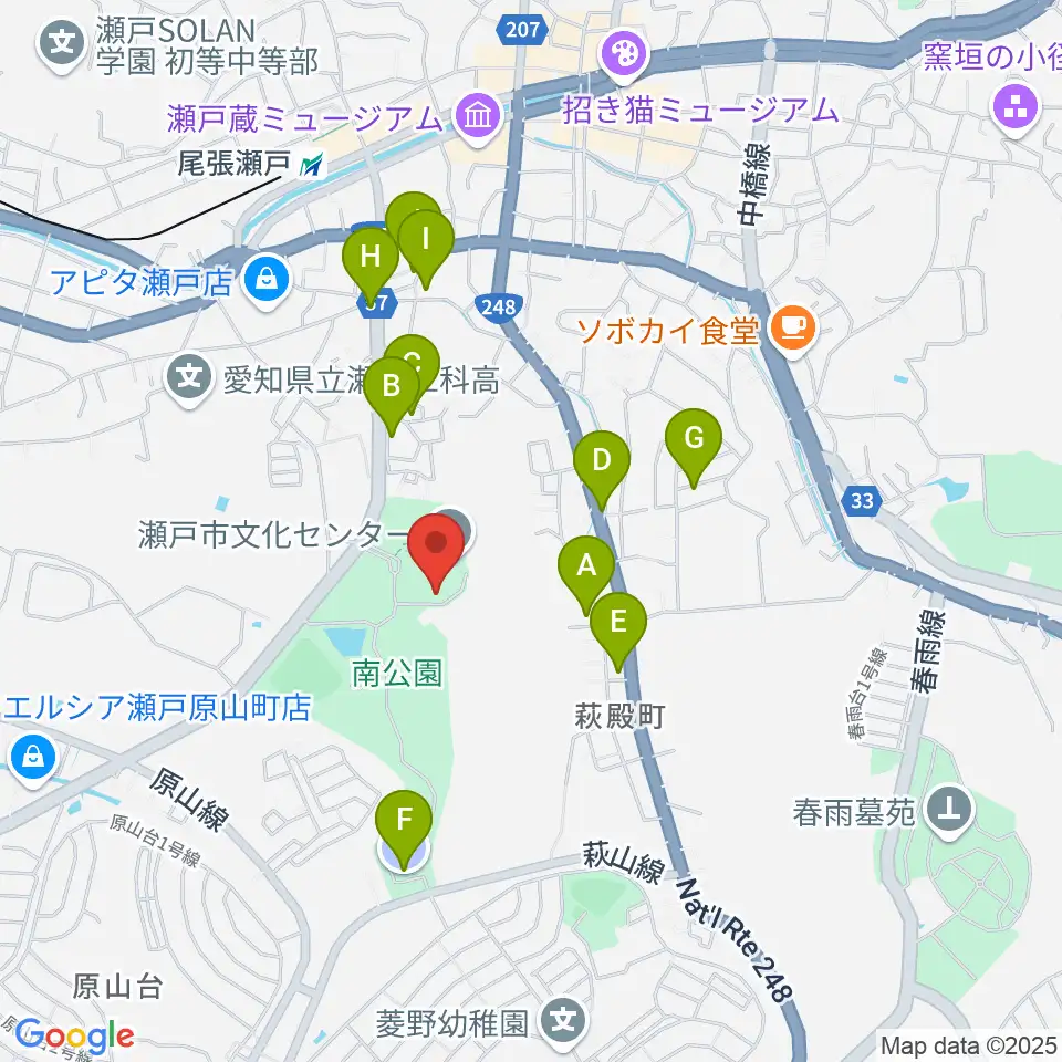 瀬戸市美術館周辺の駐車場・コインパーキング一覧地図