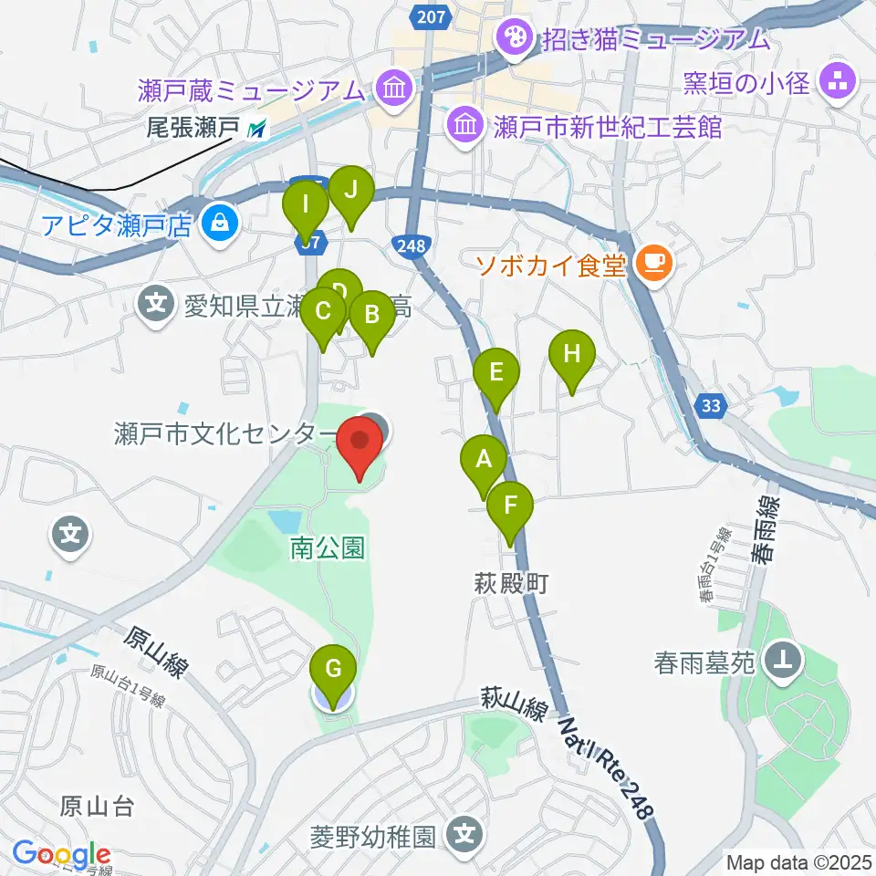 瀬戸市美術館周辺の駐車場・コインパーキング一覧地図
