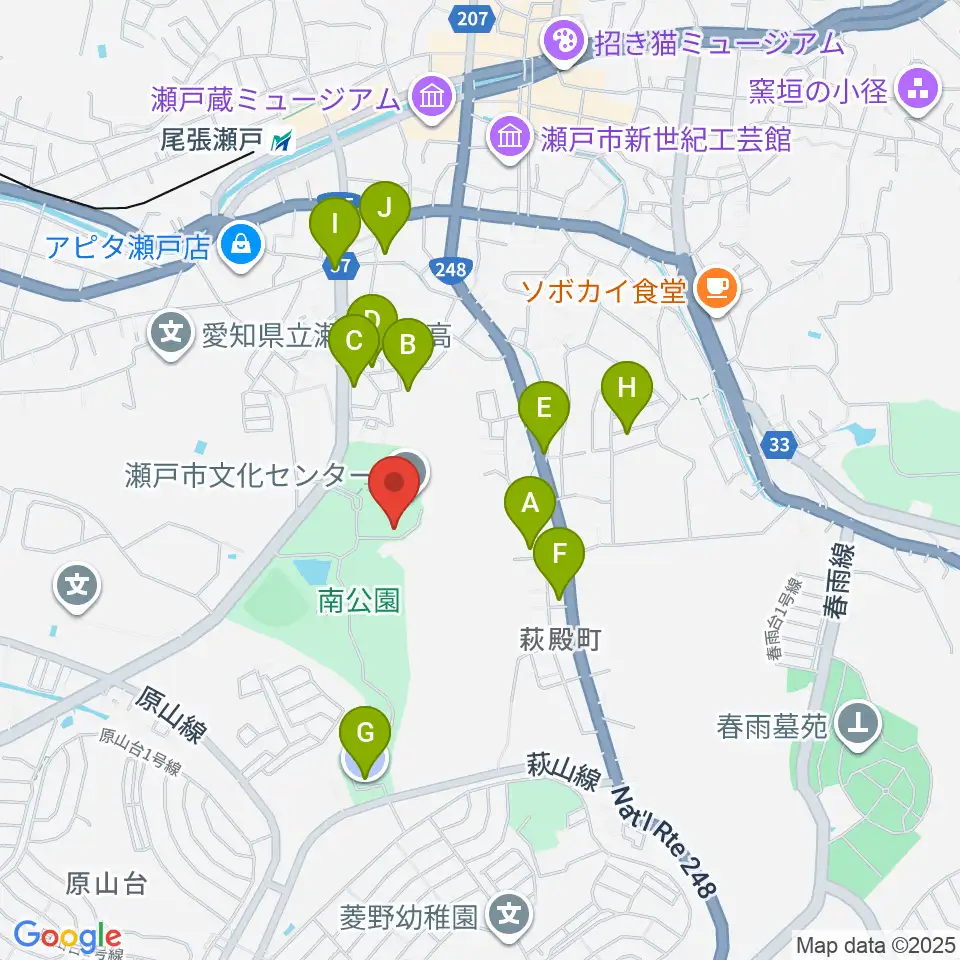 瀬戸市美術館周辺の駐車場・コインパーキング一覧地図