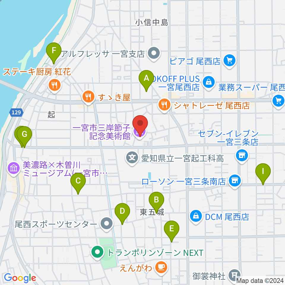 一宮市三岸節子記念美術館周辺の駐車場・コインパーキング一覧地図