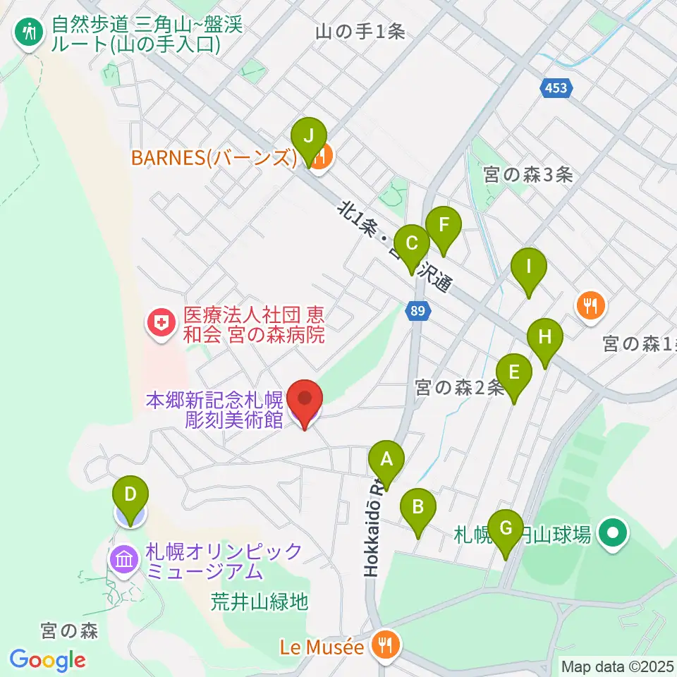 本郷新記念札幌彫刻美術館周辺の駐車場・コインパーキング一覧地図