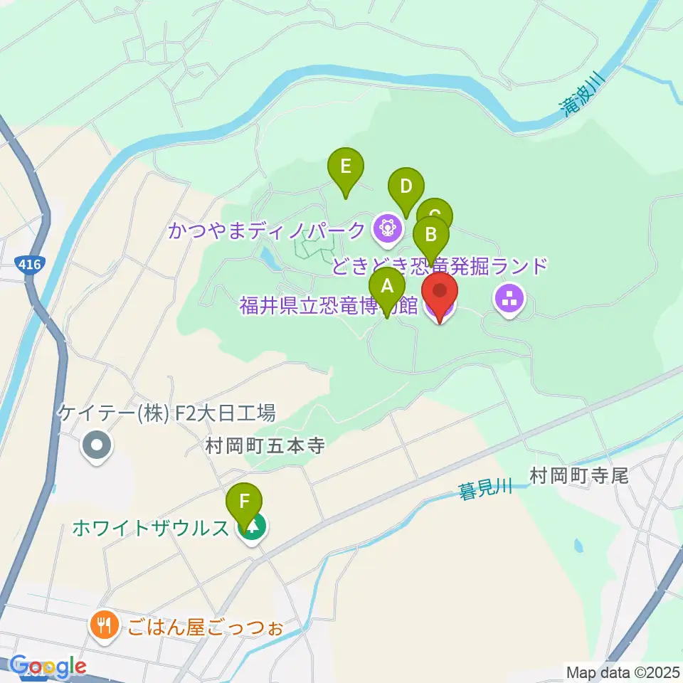 福井県立恐竜博物館周辺の駐車場・コインパーキング一覧地図