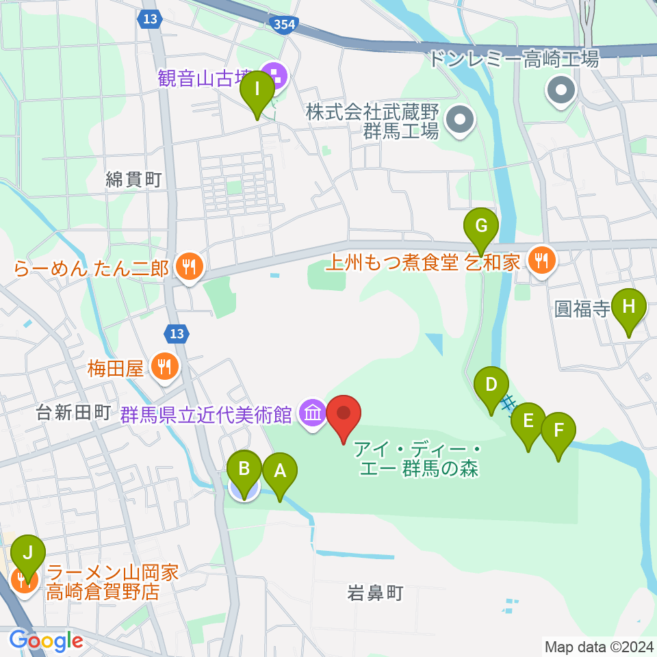 群馬県立歴史博物館周辺の駐車場・コインパーキング一覧地図