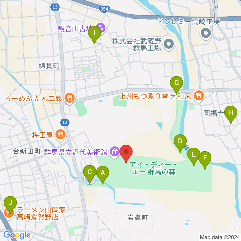 群馬県立歴史博物館周辺の駐車場・コインパーキング一覧地図