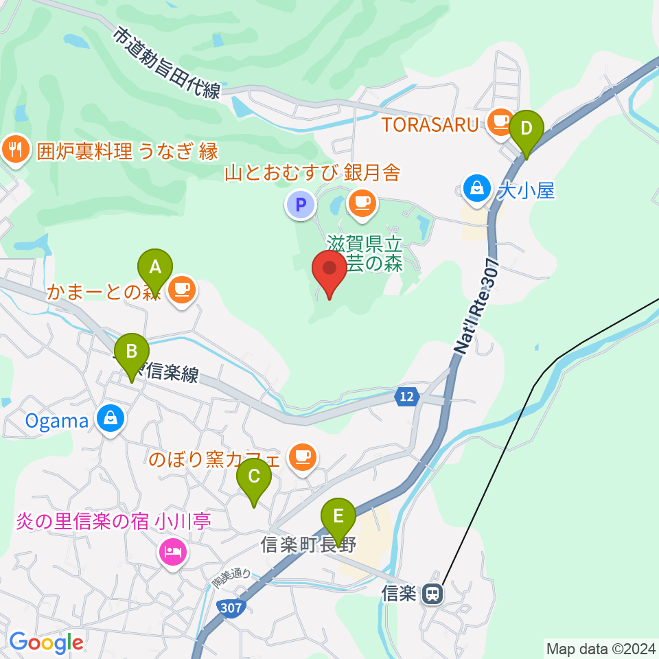 滋賀県立陶芸の森陶芸館周辺の駐車場・コインパーキング一覧地図