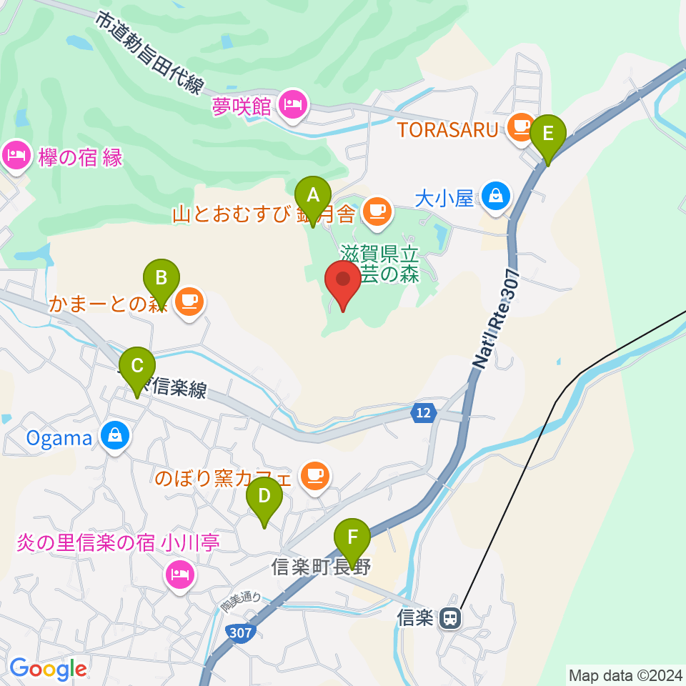 滋賀県立陶芸の森陶芸館周辺の駐車場・コインパーキング一覧地図