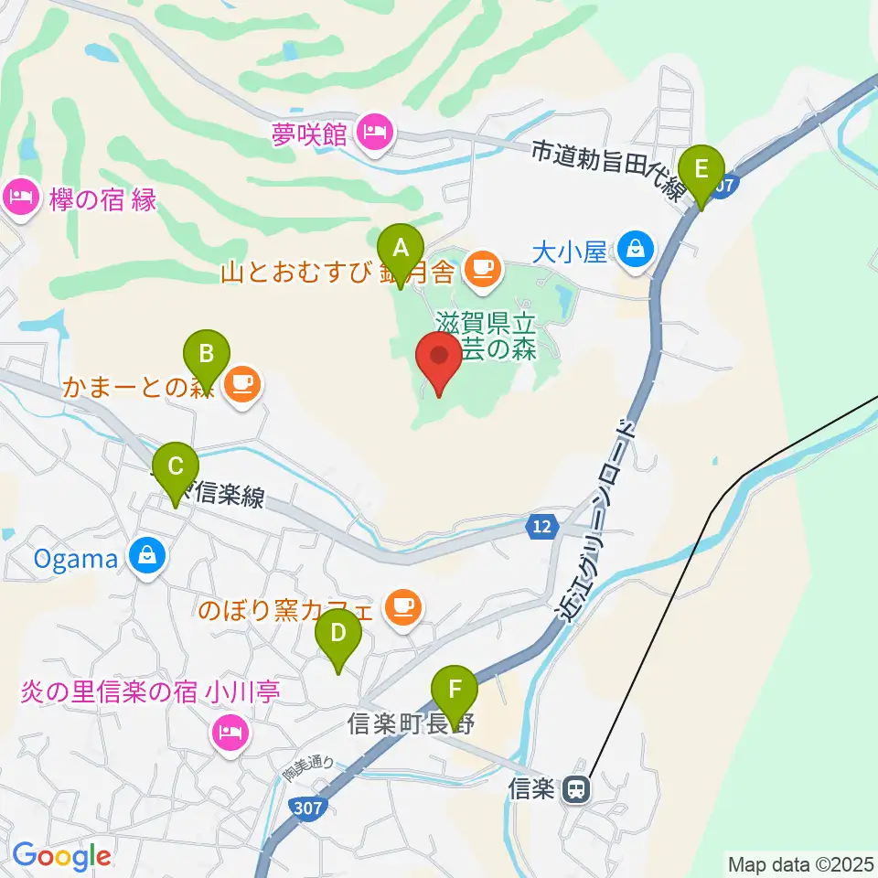 滋賀県立陶芸の森陶芸館周辺の駐車場・コインパーキング一覧地図