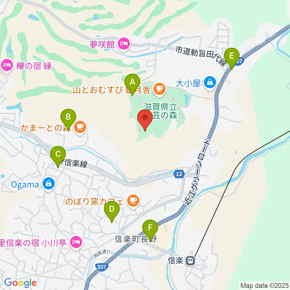 滋賀県立陶芸の森陶芸館周辺の駐車場・コインパーキング一覧地図