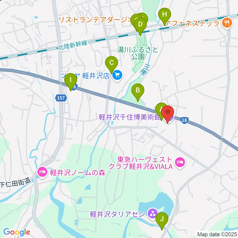軽井沢千住博美術館周辺の駐車場・コインパーキング一覧地図