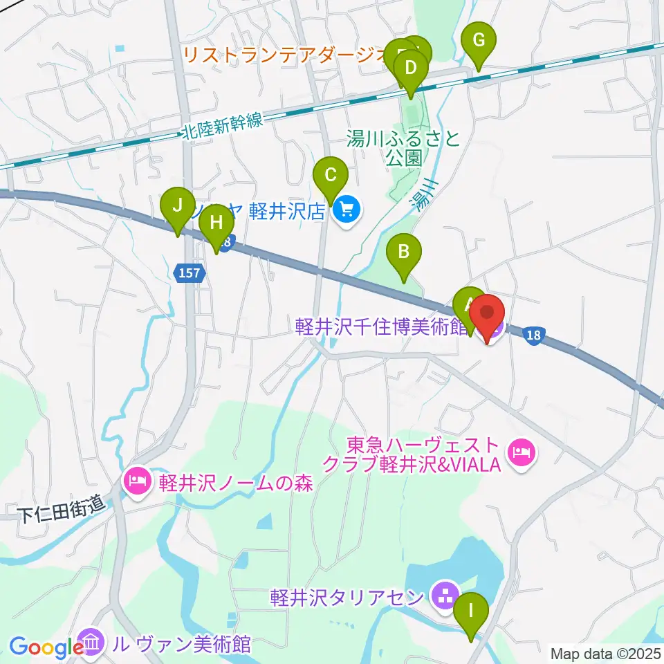 軽井沢千住博美術館周辺の駐車場・コインパーキング一覧地図