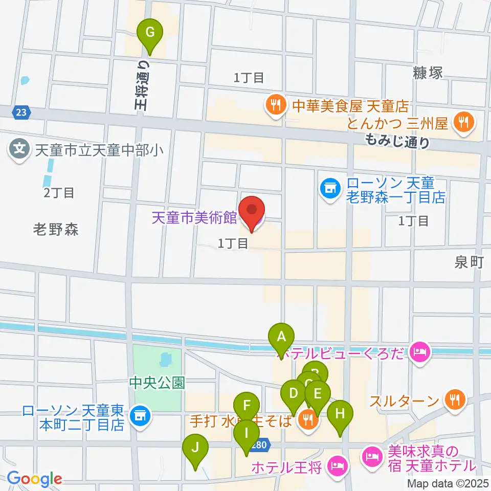 天童市美術館周辺の駐車場・コインパーキング一覧地図