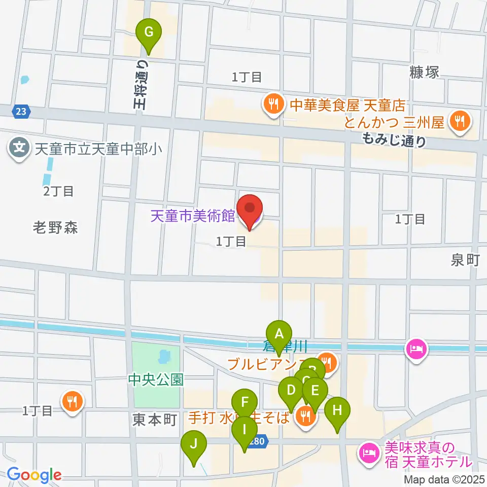 天童市美術館周辺の駐車場・コインパーキング一覧地図
