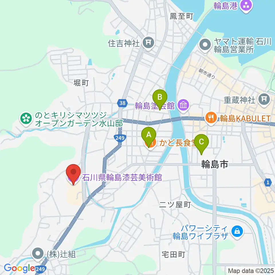石川県輪島漆芸美術館周辺の駐車場・コインパーキング一覧地図
