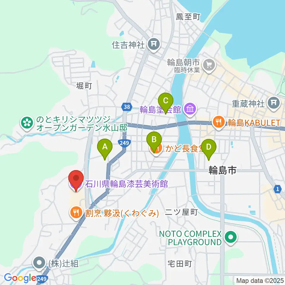 石川県輪島漆芸美術館周辺の駐車場・コインパーキング一覧地図