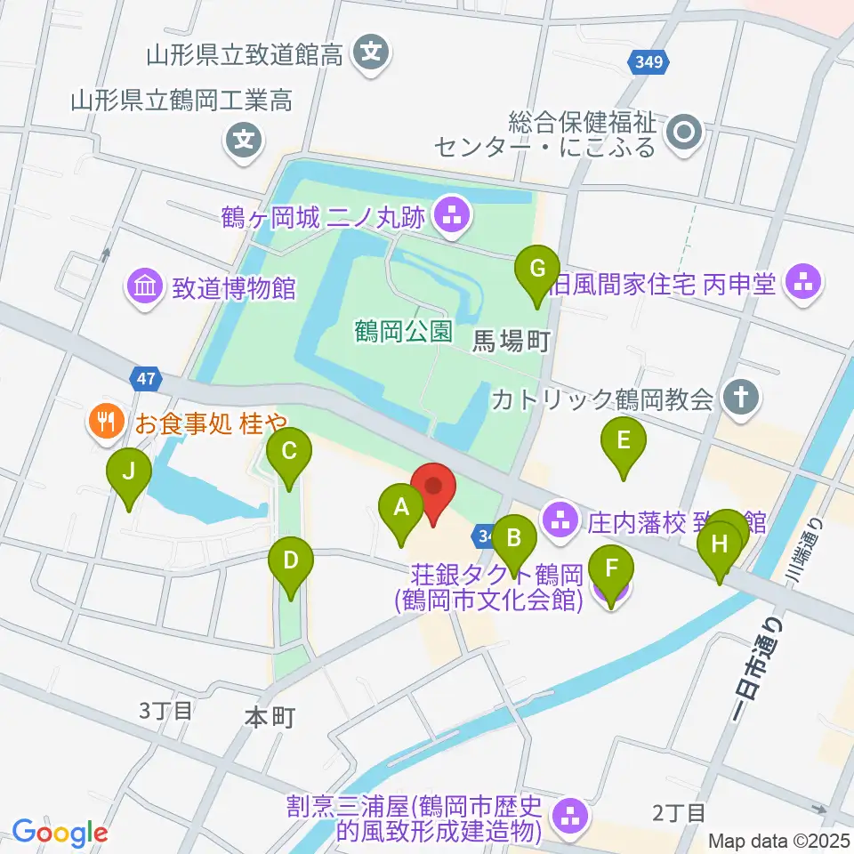 鶴岡アートフォーラム周辺の駐車場・コインパーキング一覧地図
