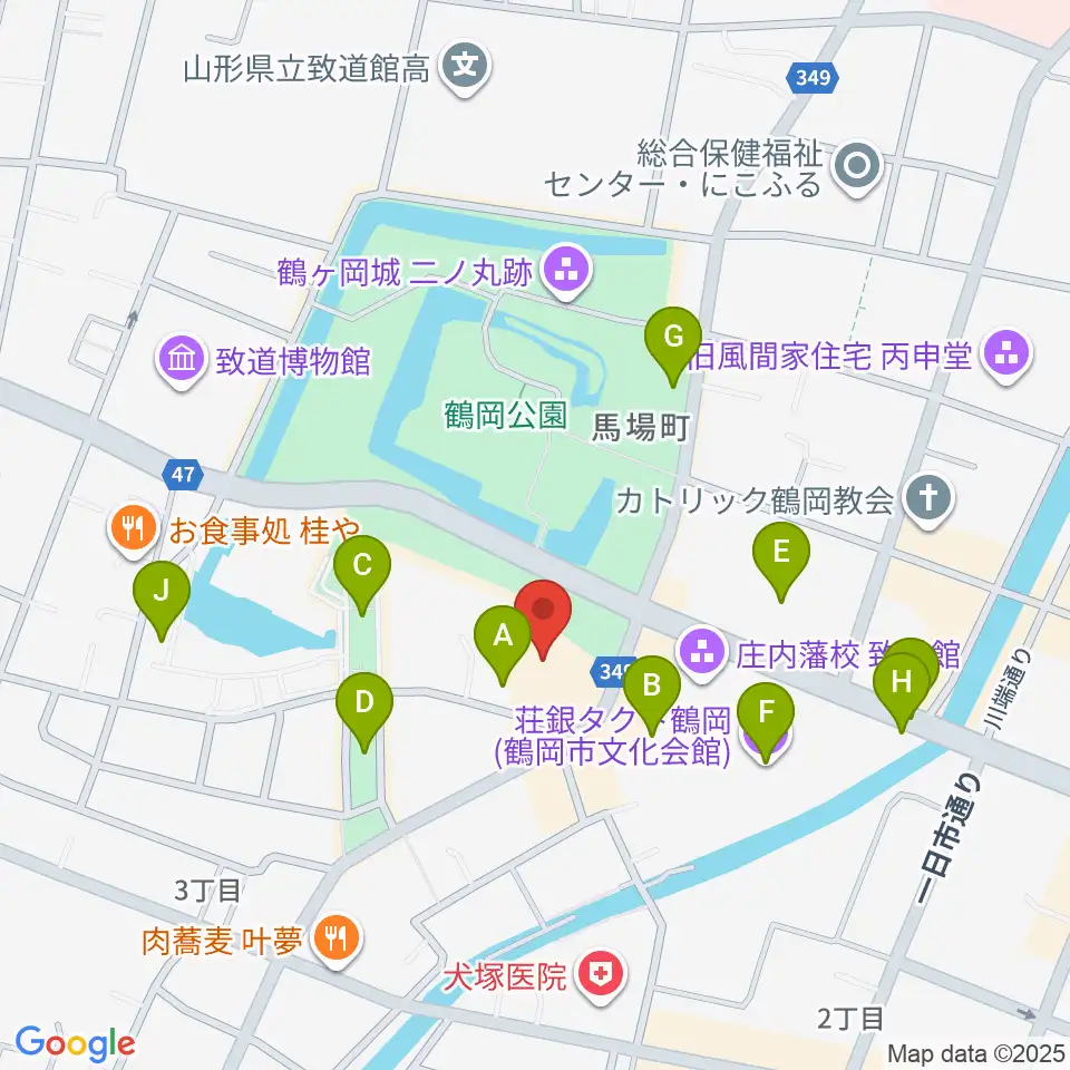 鶴岡アートフォーラム周辺の駐車場・コインパーキング一覧地図