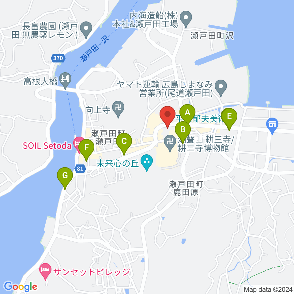 平山郁夫美術館周辺の駐車場・コインパーキング一覧地図