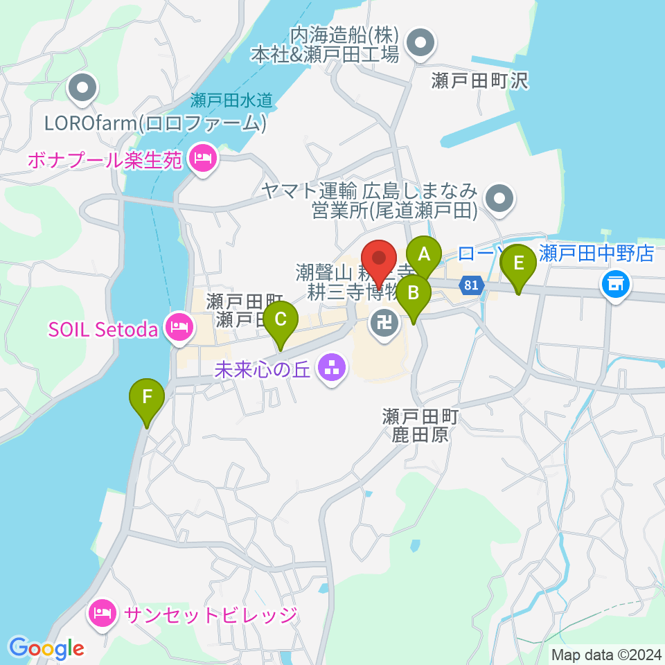 平山郁夫美術館周辺の駐車場・コインパーキング一覧地図